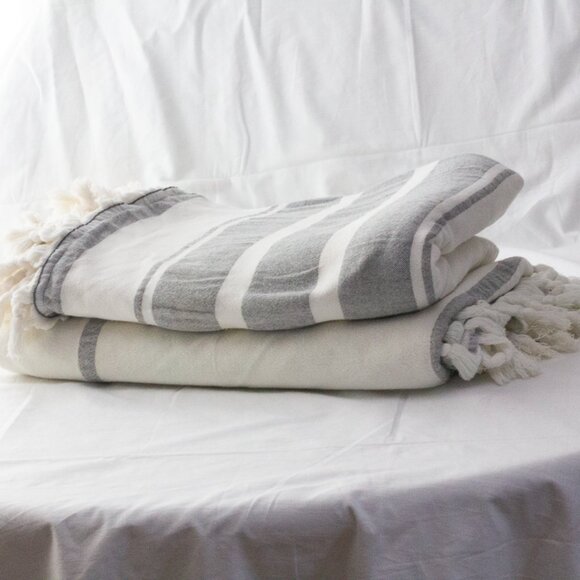 Rare Brooklinen Set of 2 Turkish Flatweave Terry Cloth Bath Beach Towels 66 x 48 - Picture 1 of 11